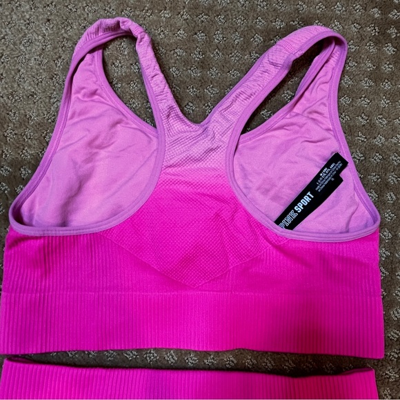 Victoria’s Secret PINK Matching Set Shorts & Bra Pink Ombré size M Biker - Picture 12 of 13